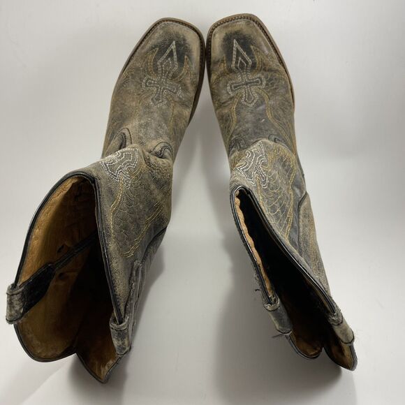 Corral Teens Wing & Cross Brown Distressed Square Toe Boots Big Girls Youth 4 - Picture 13 of 13